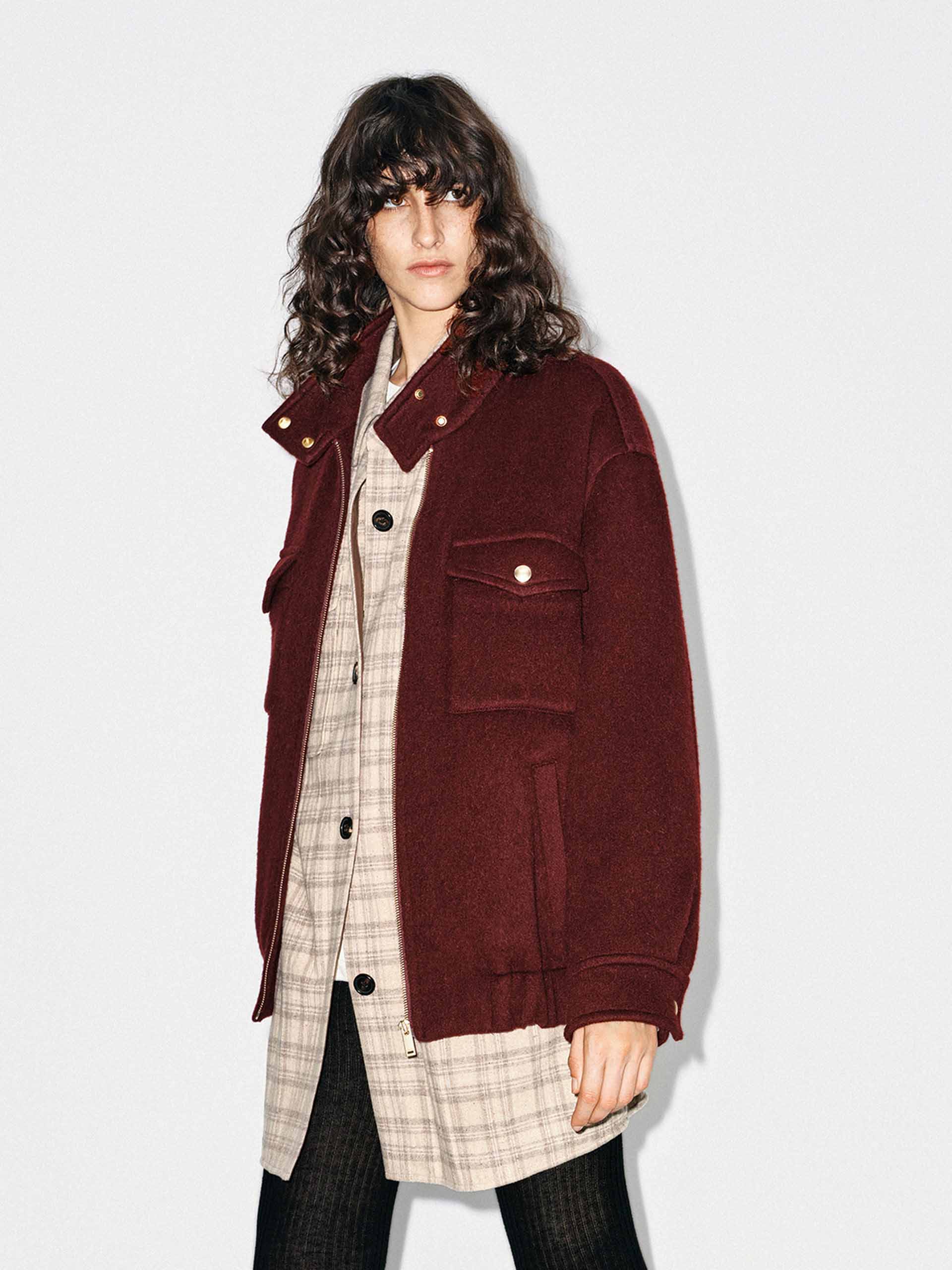 MO&Co. Women's Wool Blend Zipper Coat