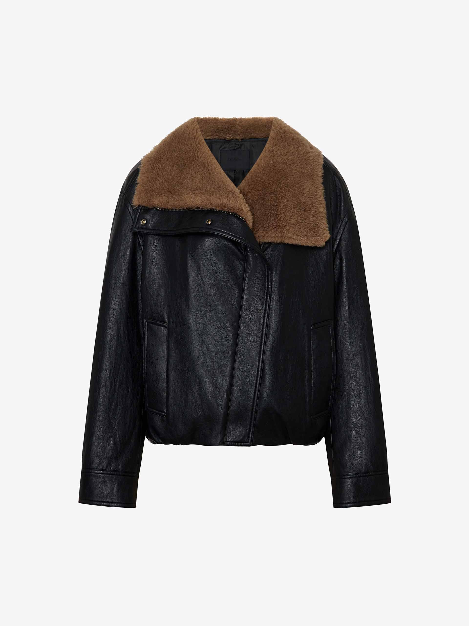 MO&Co. Women's Cropped Leather Down Jacket