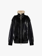 MO&Co. Women's Fur Collar Faux Leather Down Jacket in Black