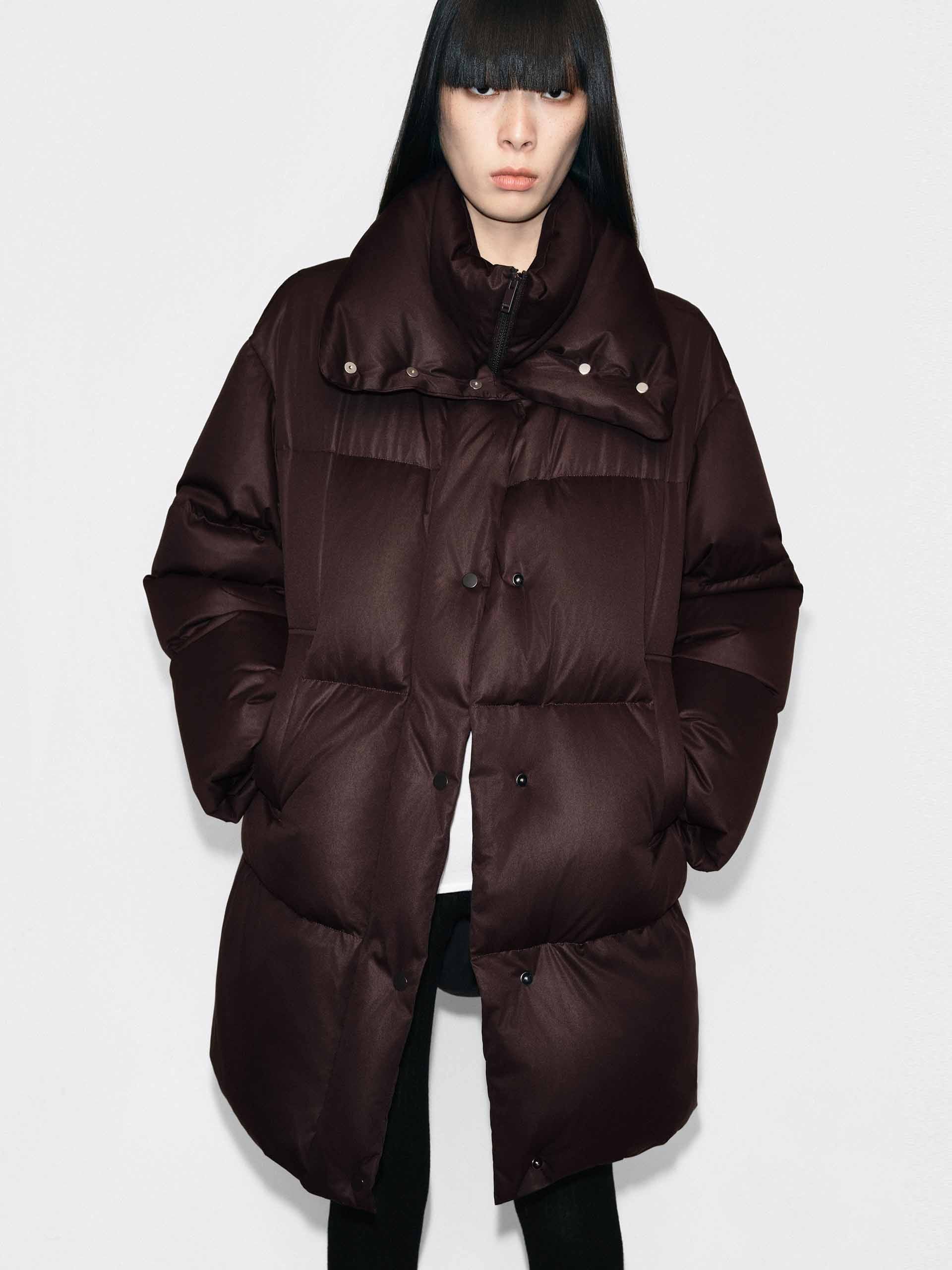 MO&Co. Women's Midi Length Brown Down Jacket