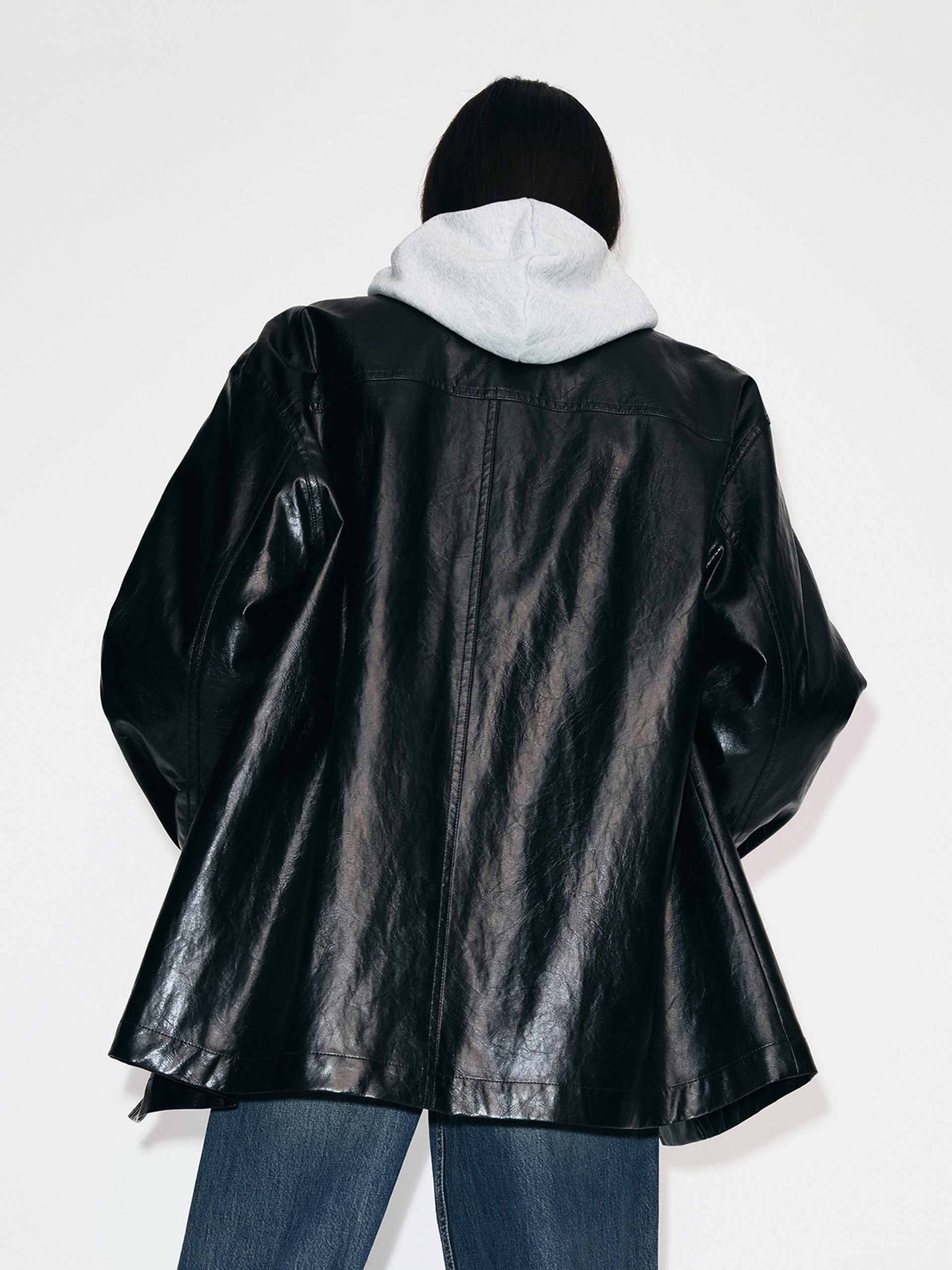 MO&Co. Women's Button Leather Down Jacket