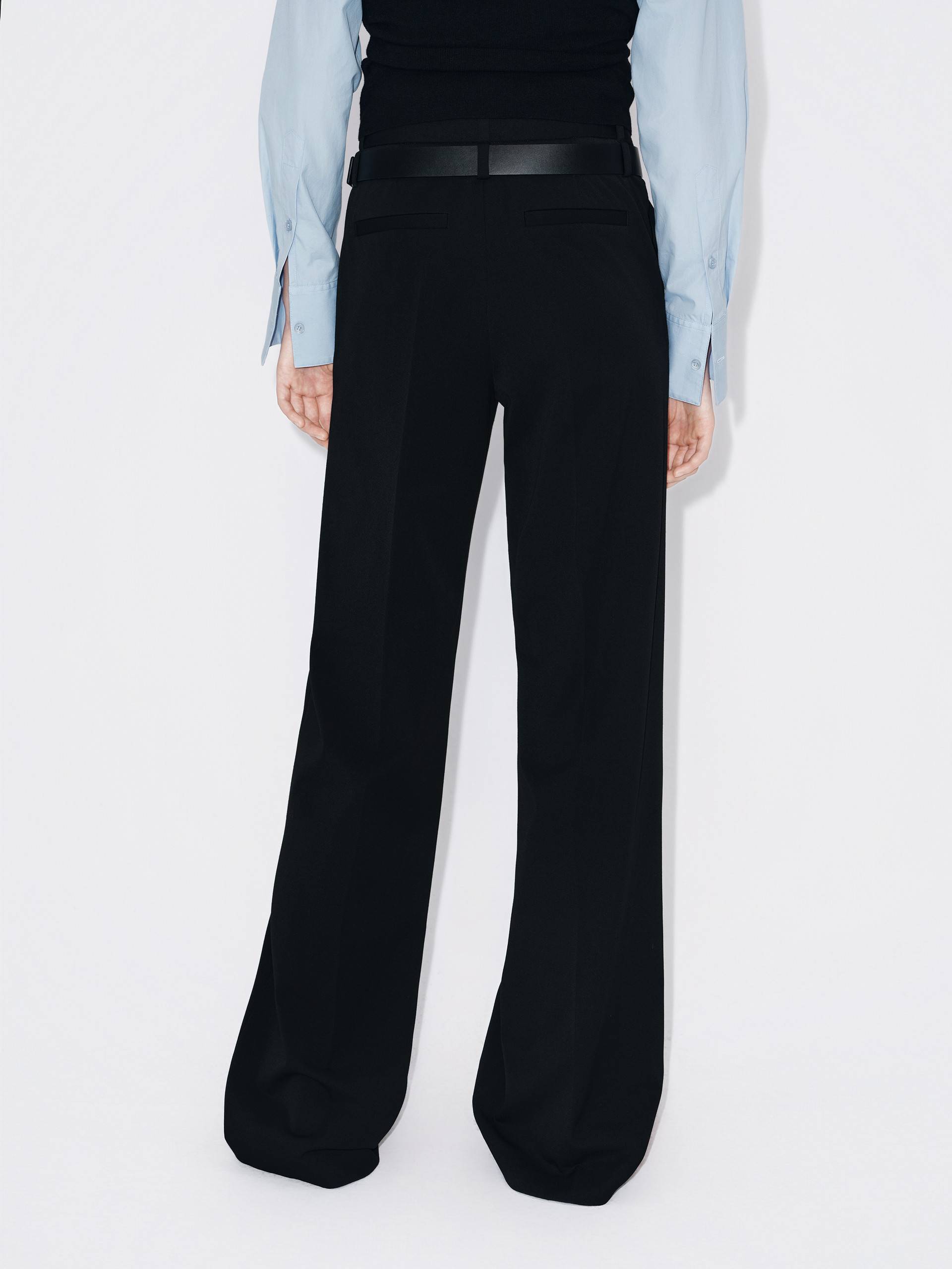 MO&Co. Women's Belted Straight Leg Full Length Pants in Black