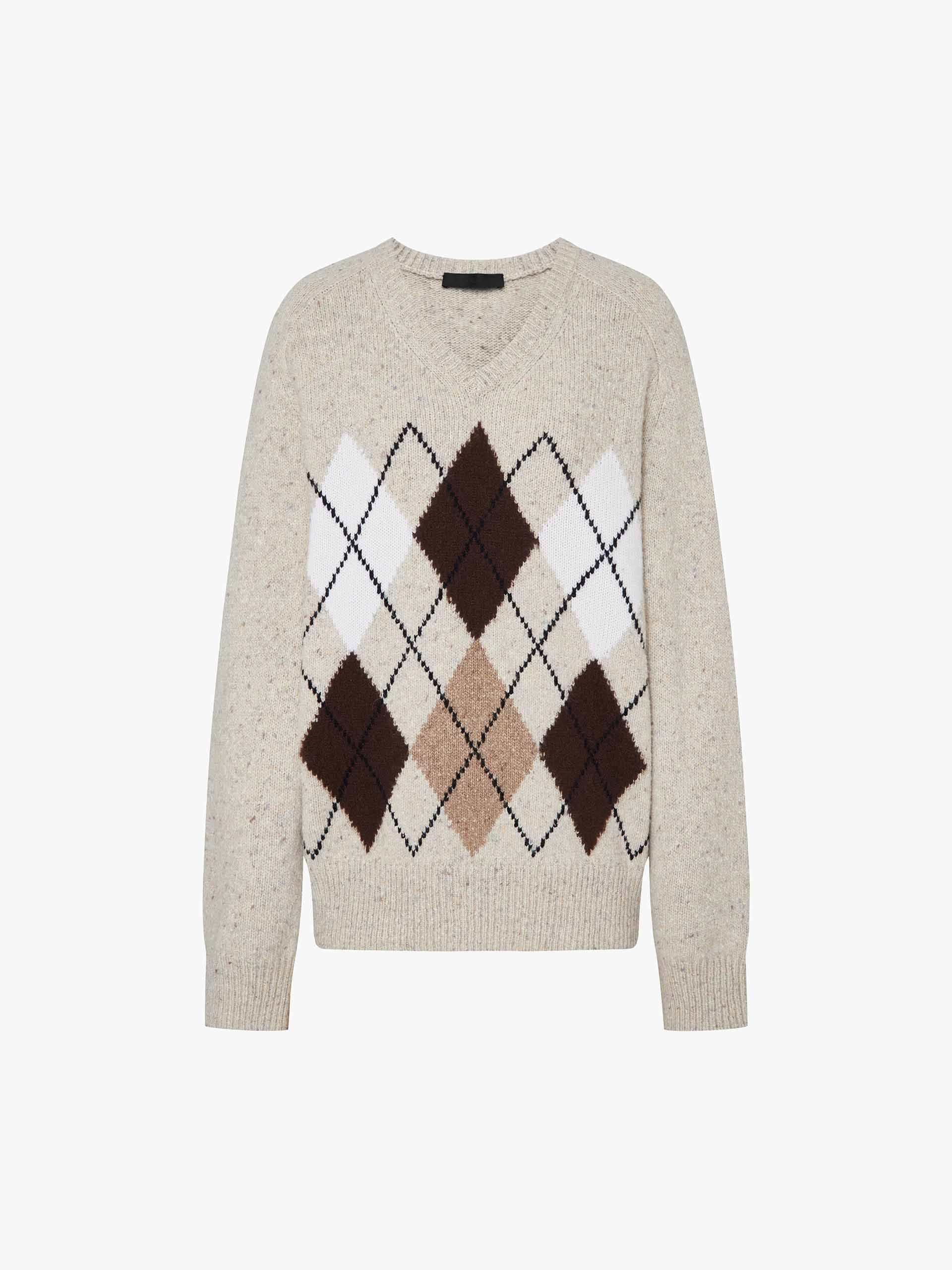 MO&Co. Women's Argyle V-neck Sweater