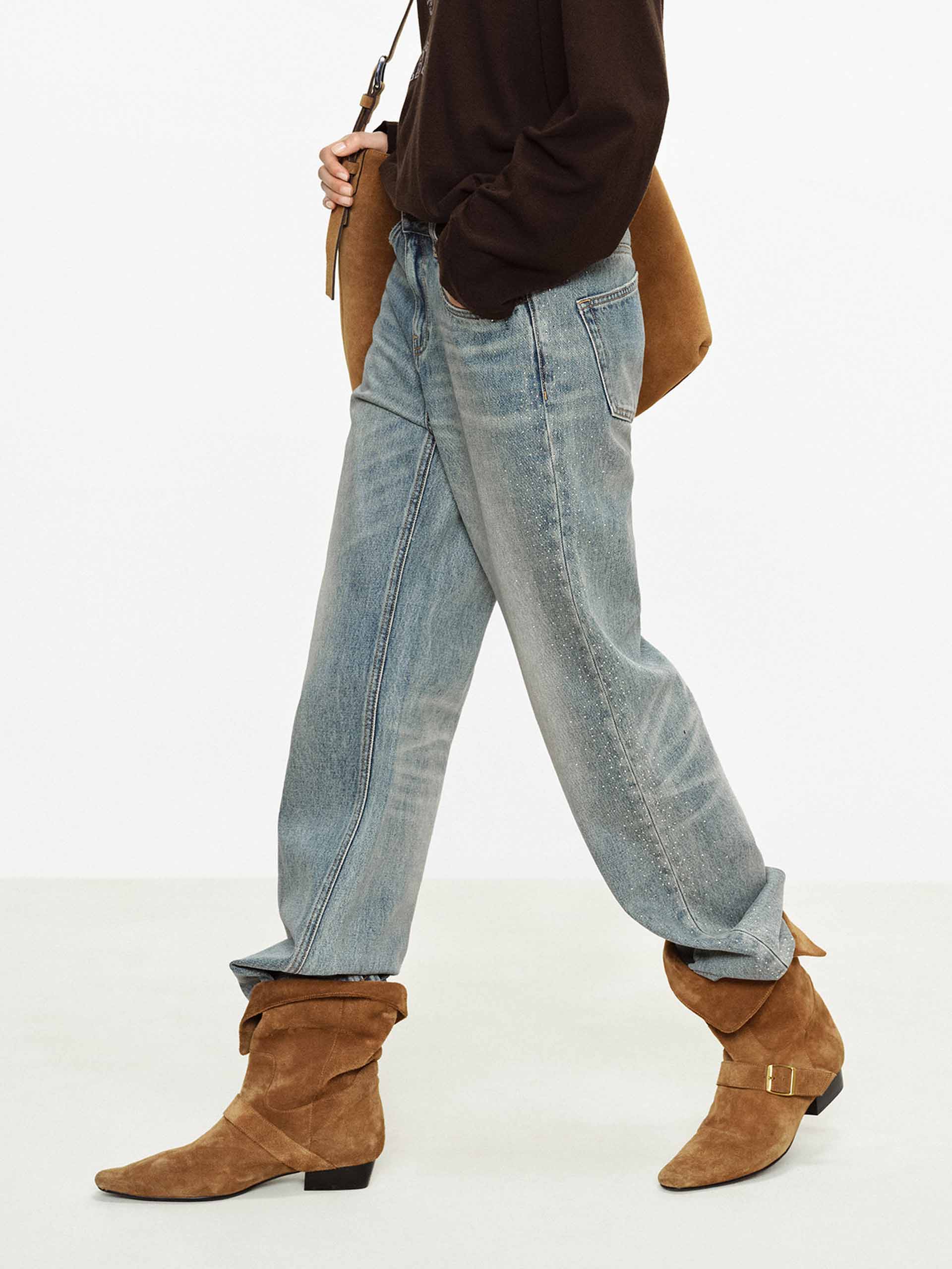 ★MOCO★ MO&Co. Women's Side Rhinestones Straight Jeans