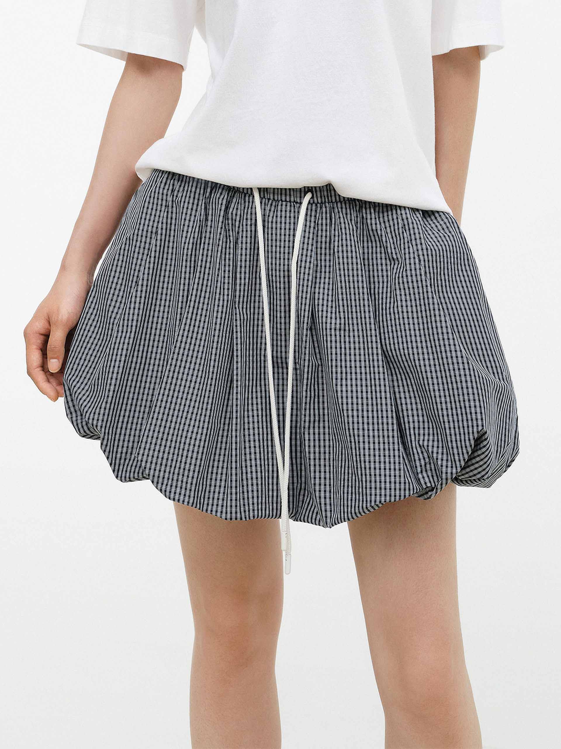MO&Co. Women's Contrast Plaid Balloon Skirt
