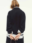 MO&Co. Women's Dropped Shoulder Hoodie – Side Pockets in Black