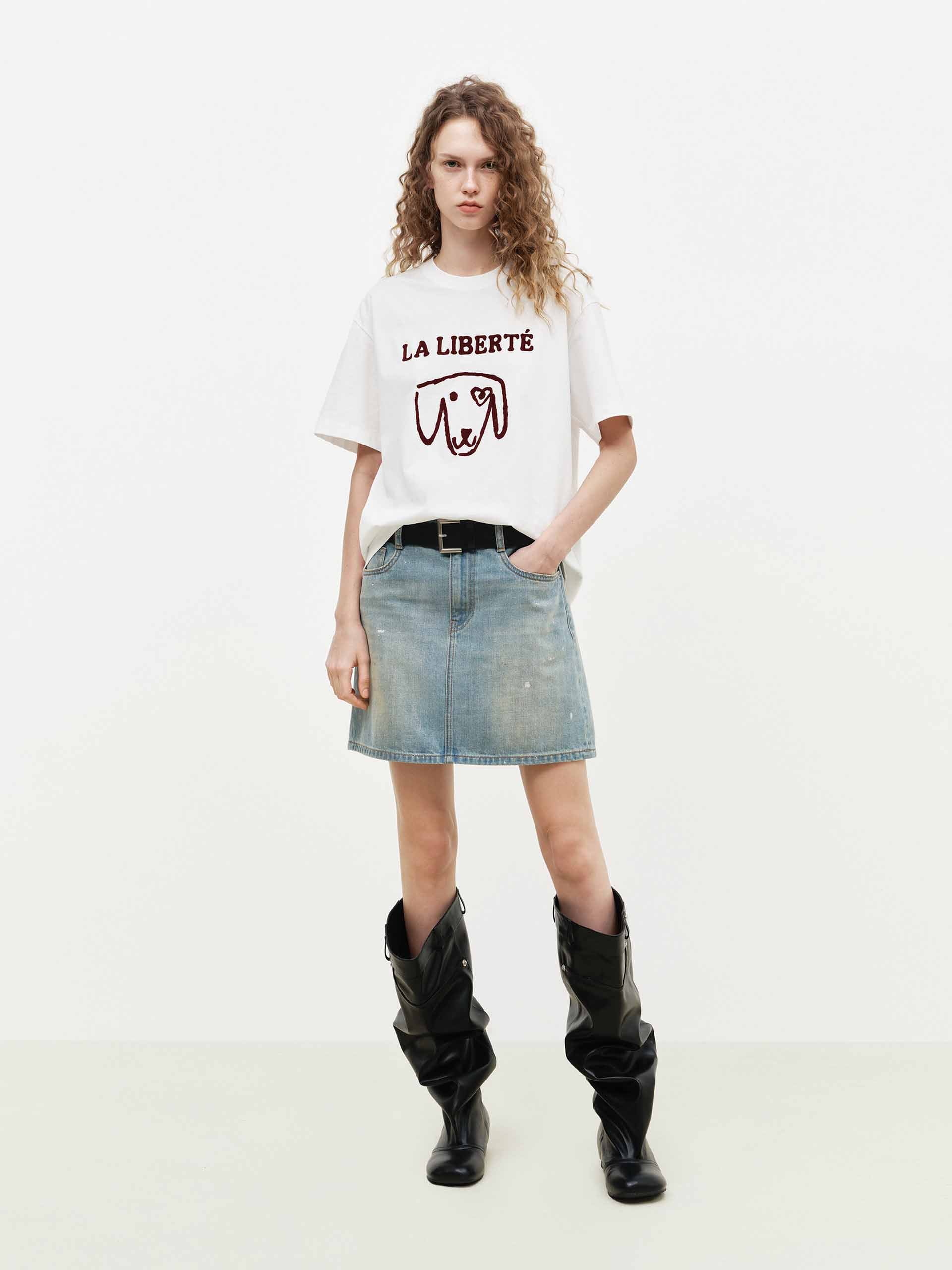 MO&Co. Women's Cotton Front Printed T-shirt