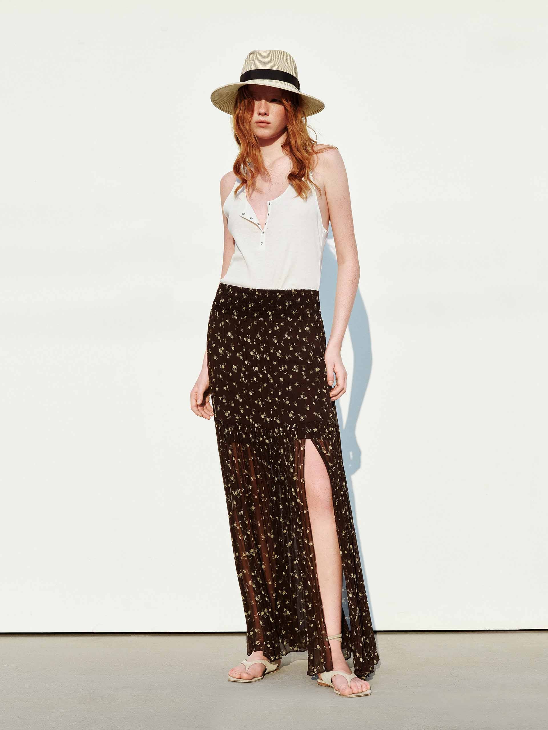 MO&Co. Women's Maxi Side Slit Chiffon Skirt