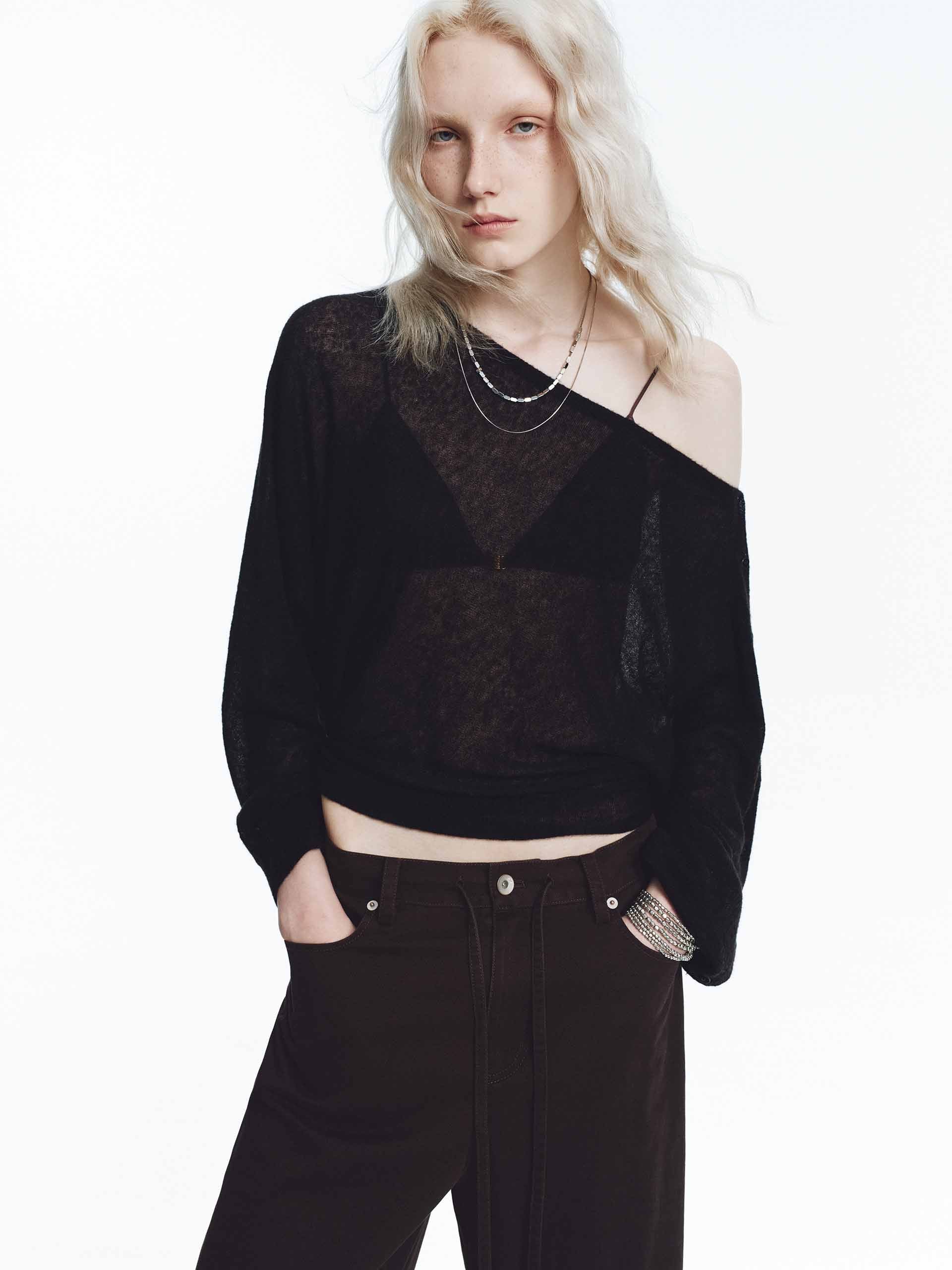 MO&Co. Women's Include Alpaca Off Shoulder Top