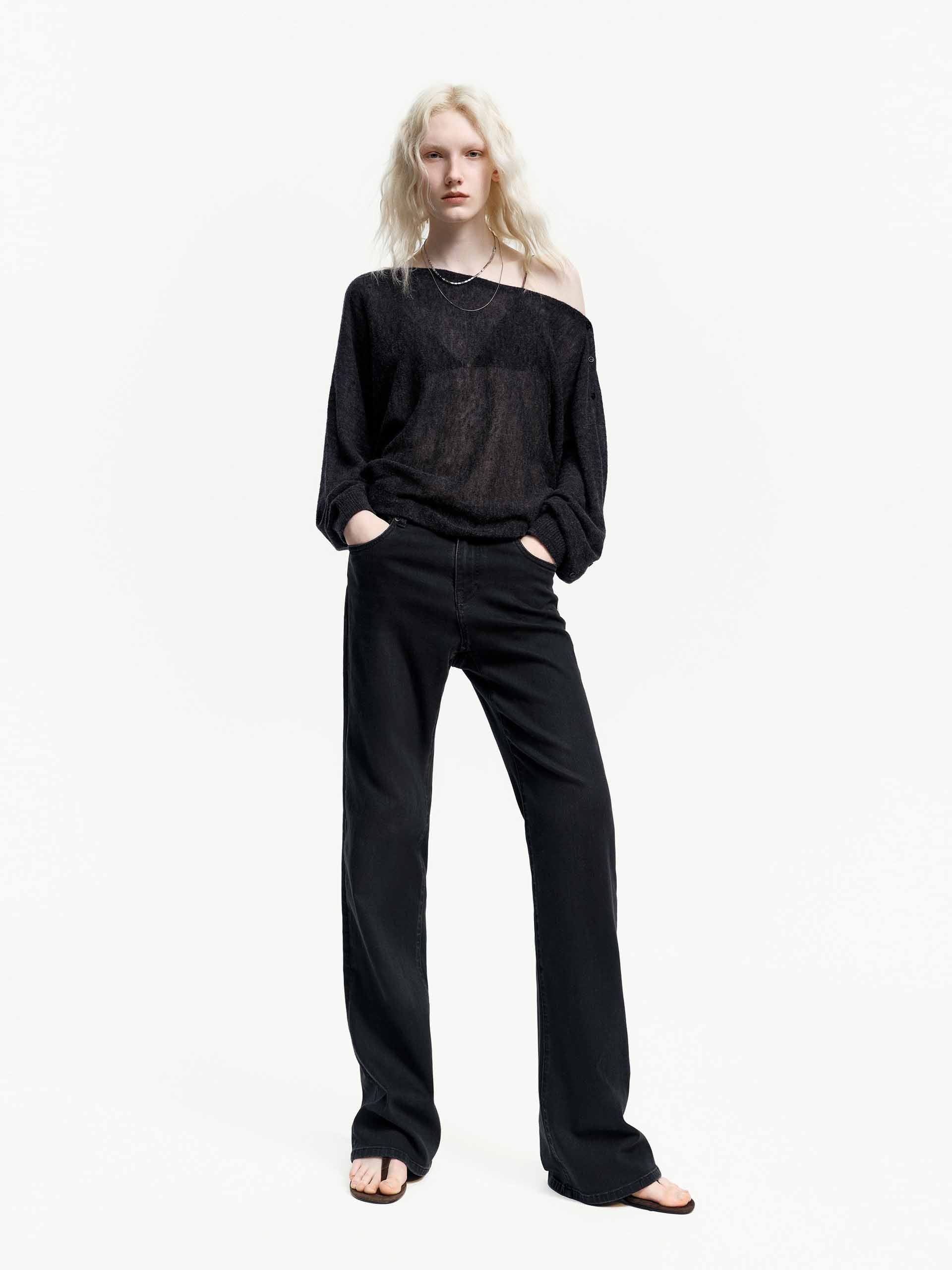 MO&Co. Women's Include Alpaca Off Shoulder Top
