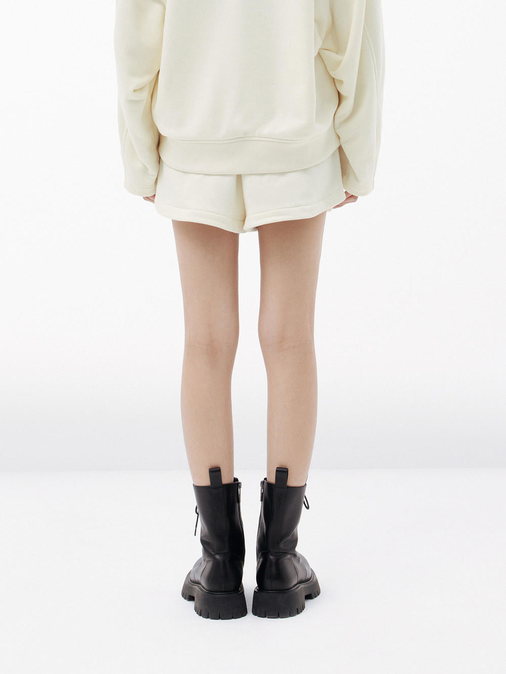 Beige Elasticated Casual Shorts in Cotton