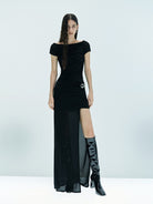 MO&Co. X Coperni Collection | Women's Asymmetric Draped Maxi Dress in Black