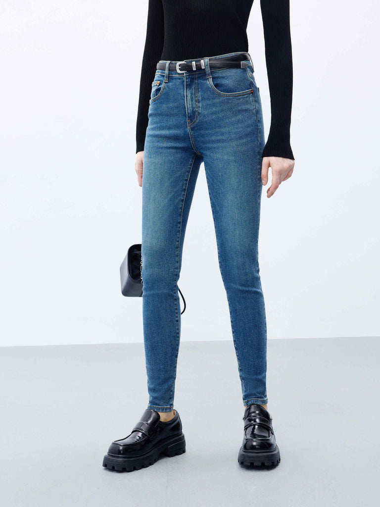 MO&Co. Women's Blue High Rise Skinny Jeans