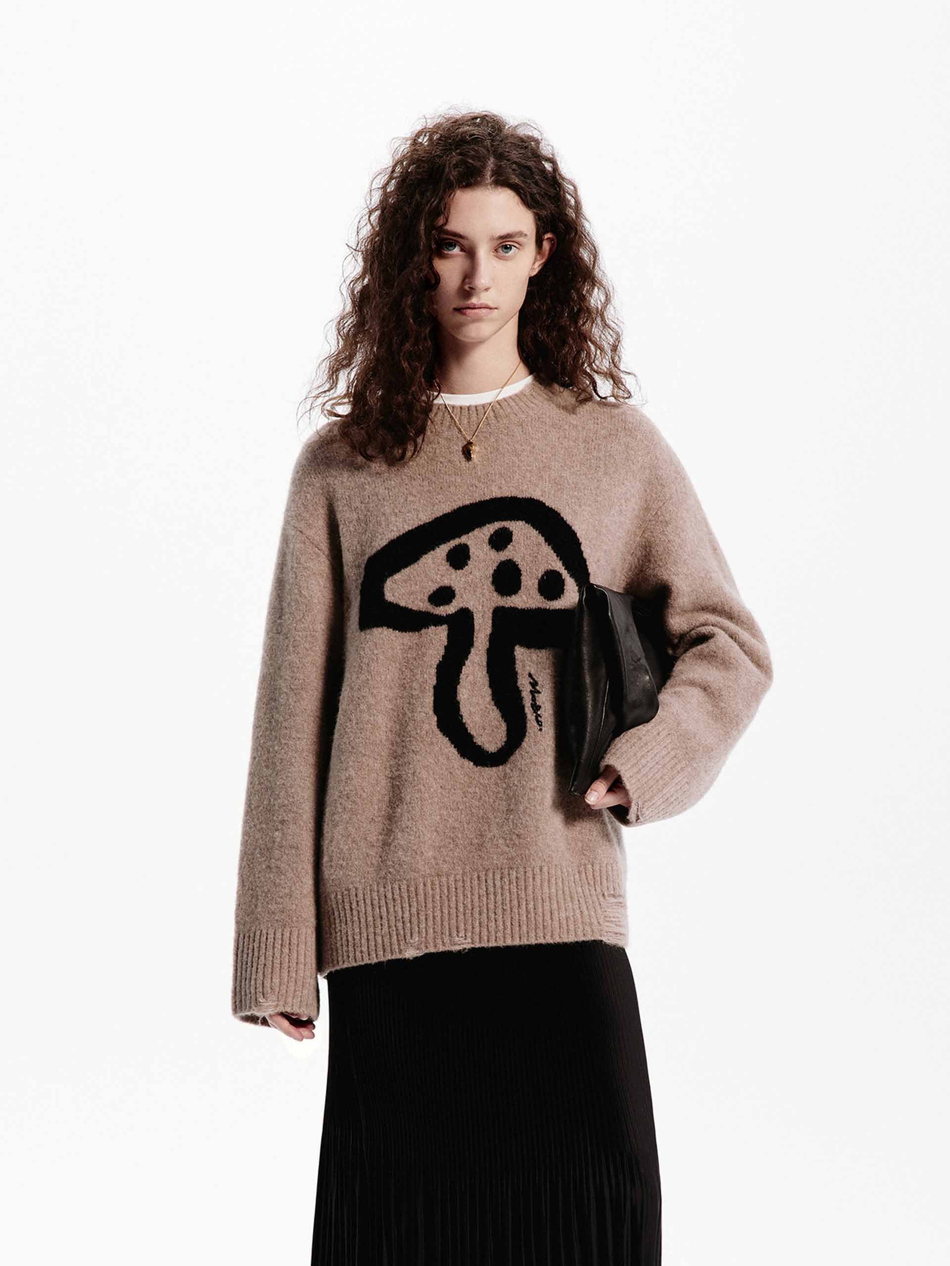 MO&Co. Women's Mushroom Pattern Loose Sweater