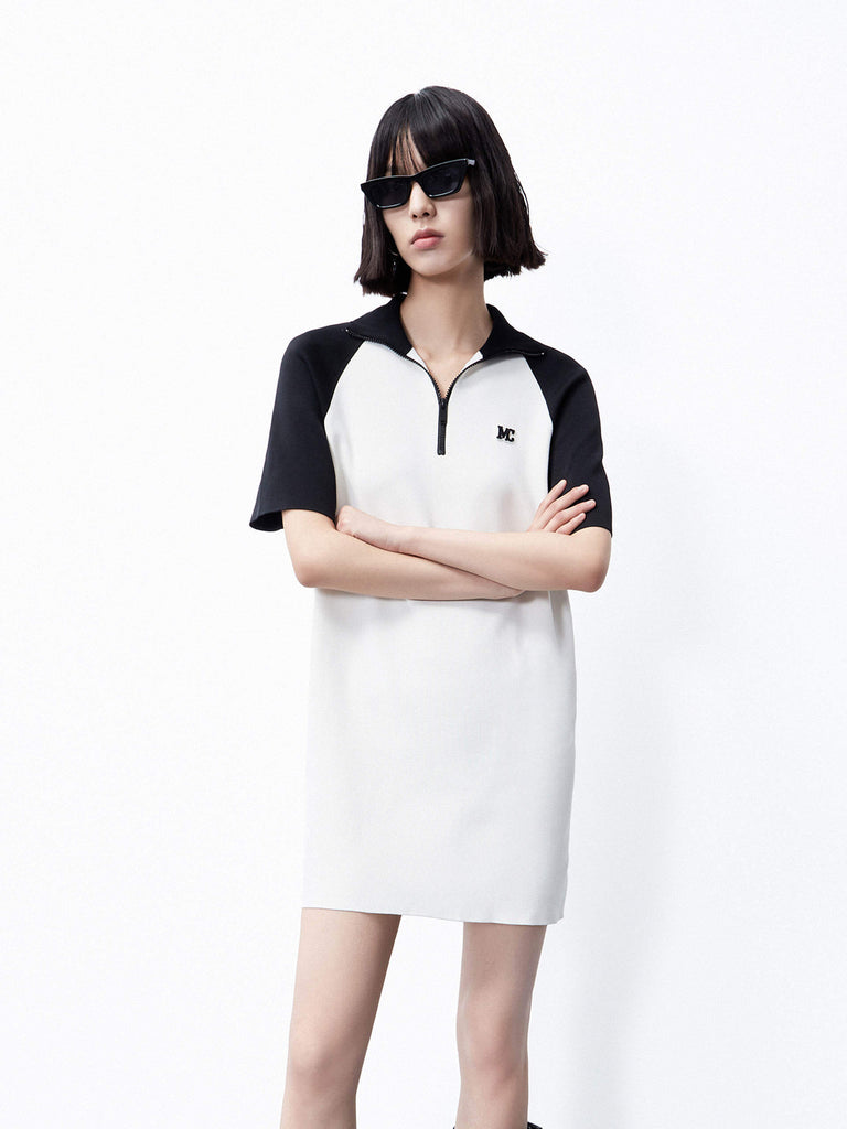 MO&Co. Women's Raglan T-Shirt Dress Mini with Black and White