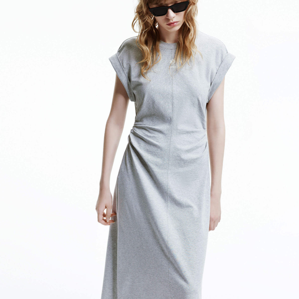 MO&Co. Women's Side Pleated Cotton Dress