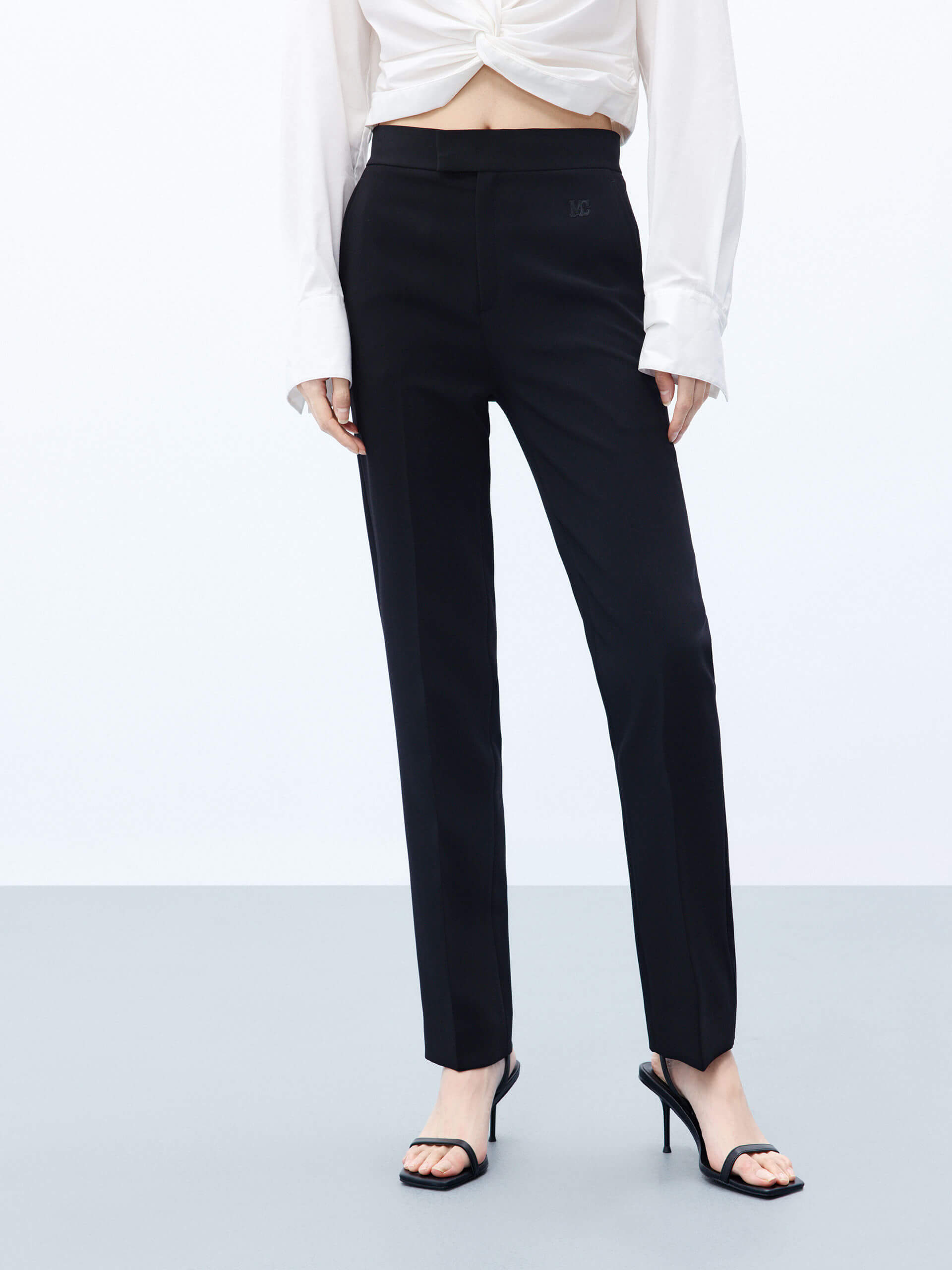 MO&Co. Women's Black High Waist Straight Leg Pants