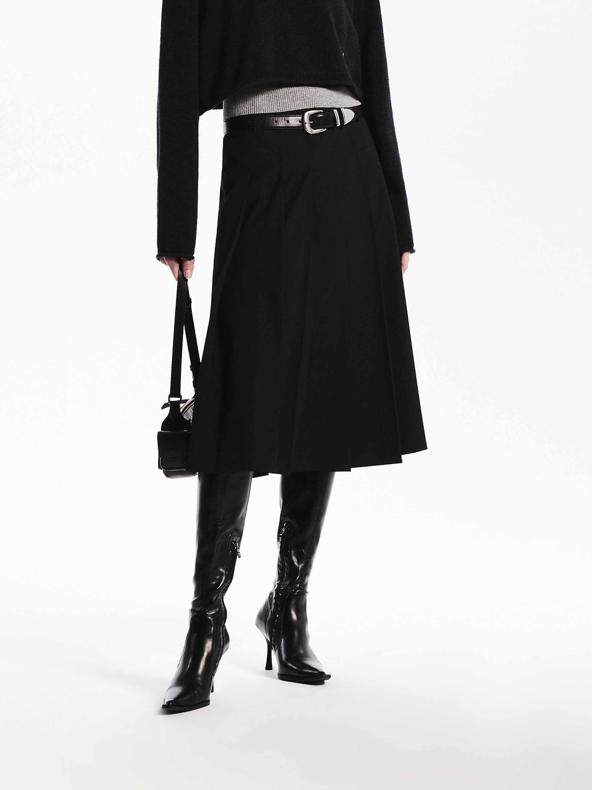 MO&Co. Women's Mid Length Pleated Skirt