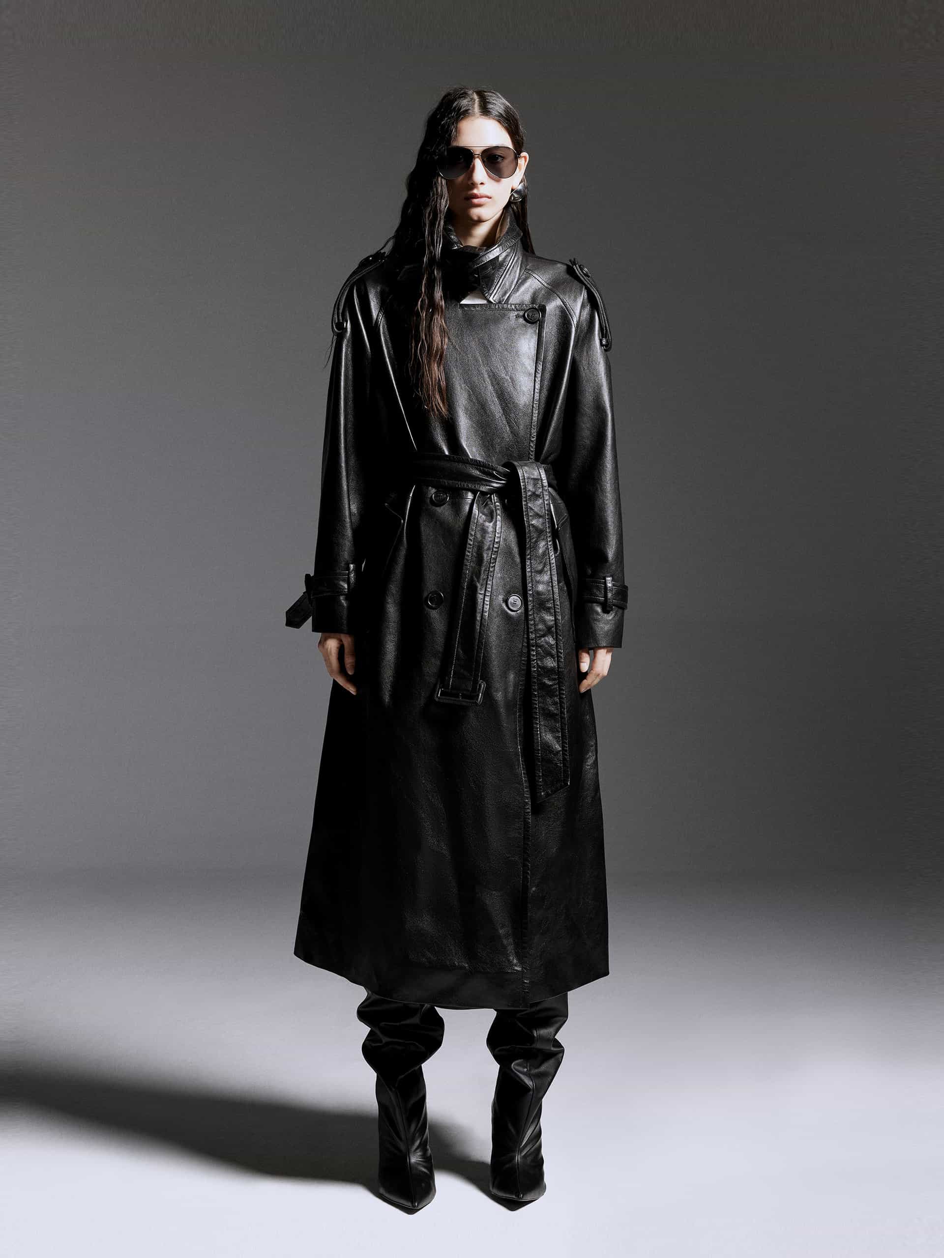 Belted Leather Coat - Main Image