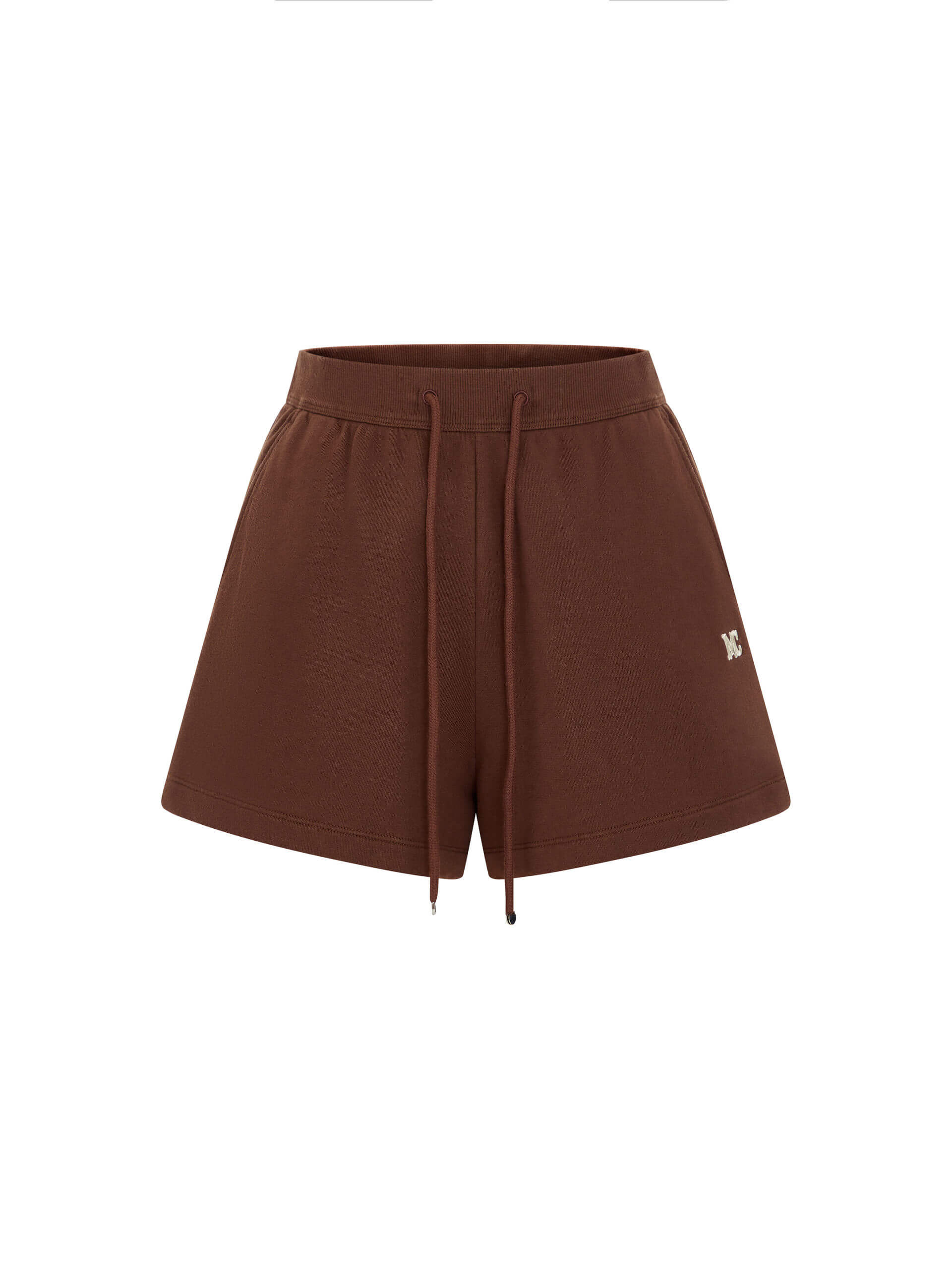 MO&Co. Women's Brown Cotton Casual Drawstring Waist Sweat Shorts