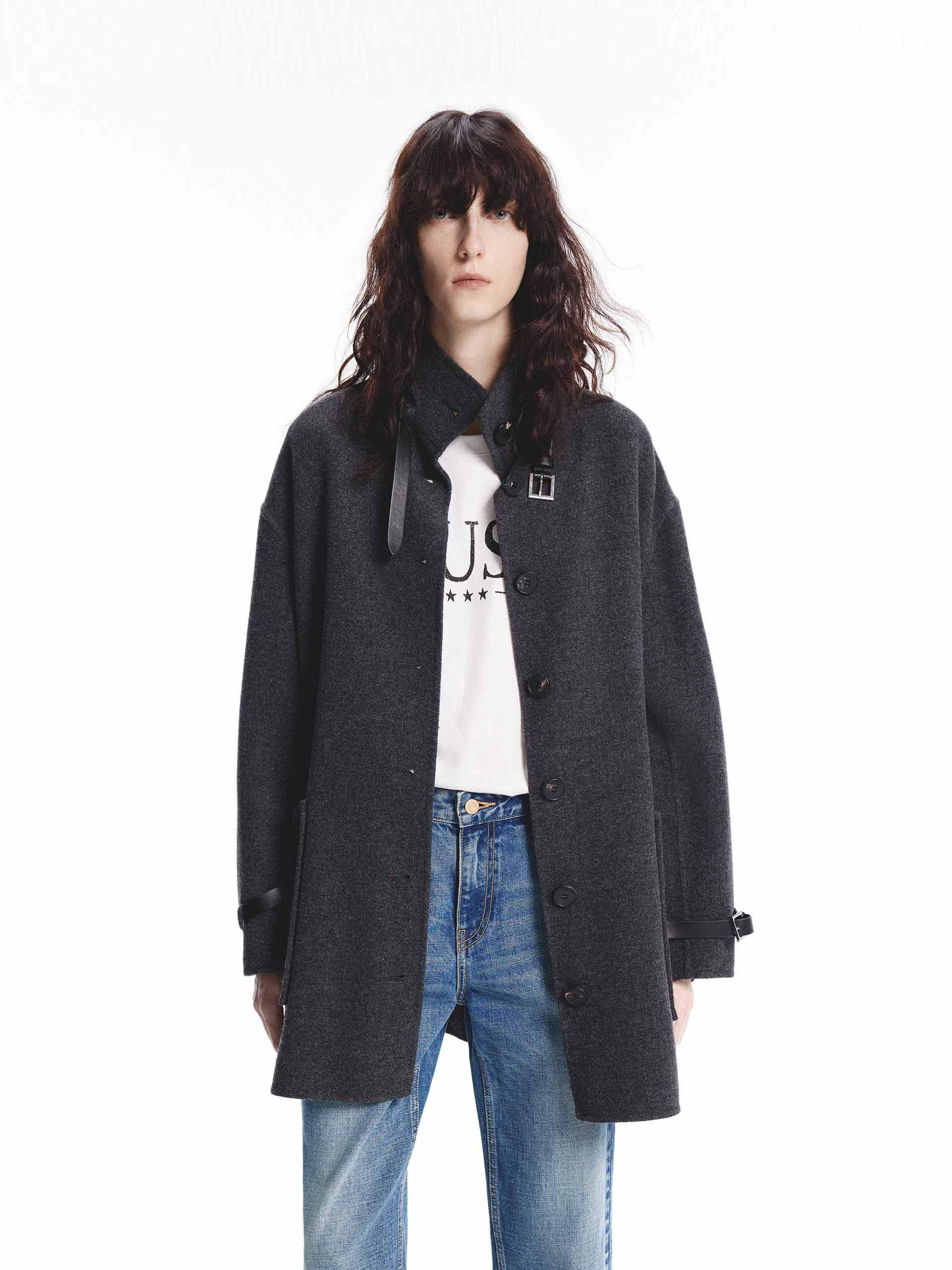 MO&Co. Women's Buckle Detail Wool Coat