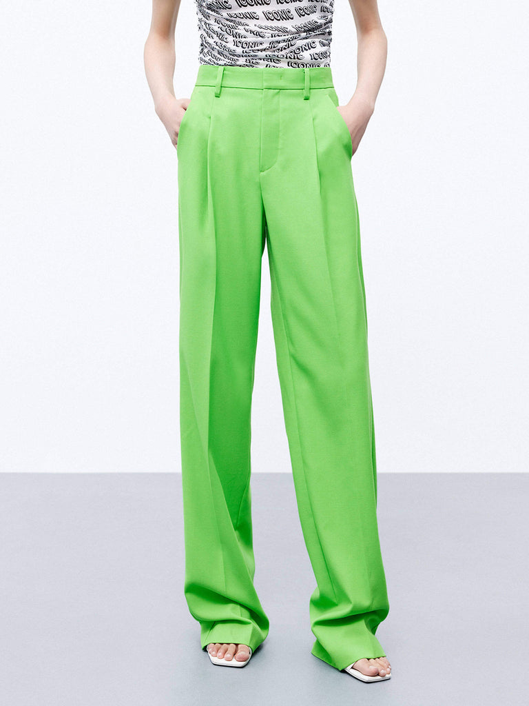 MO&Co. Women's High-rise Tailored Pleated Suit Pants in Green