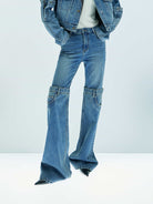 MO&Co. X Coperni Collection | Women's Paneled Straight Leg Blue Jeans