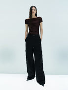 MO&Co. X Coperni Collection | Women's Paneled Detail Cargo Pants in Black