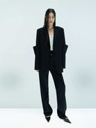 MO&Co. X Coperni Collection | Women's Paneled Detail Tailored Black Blazer