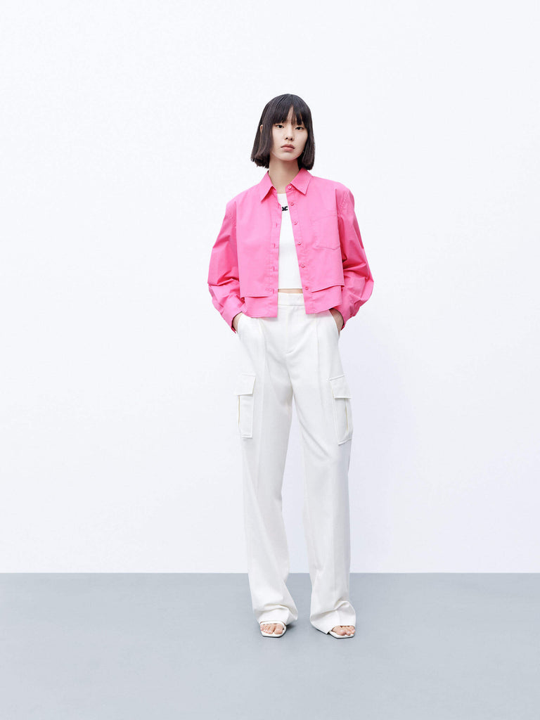 MO&Co. Women's Pink Double Layered Regular Fit Shirt