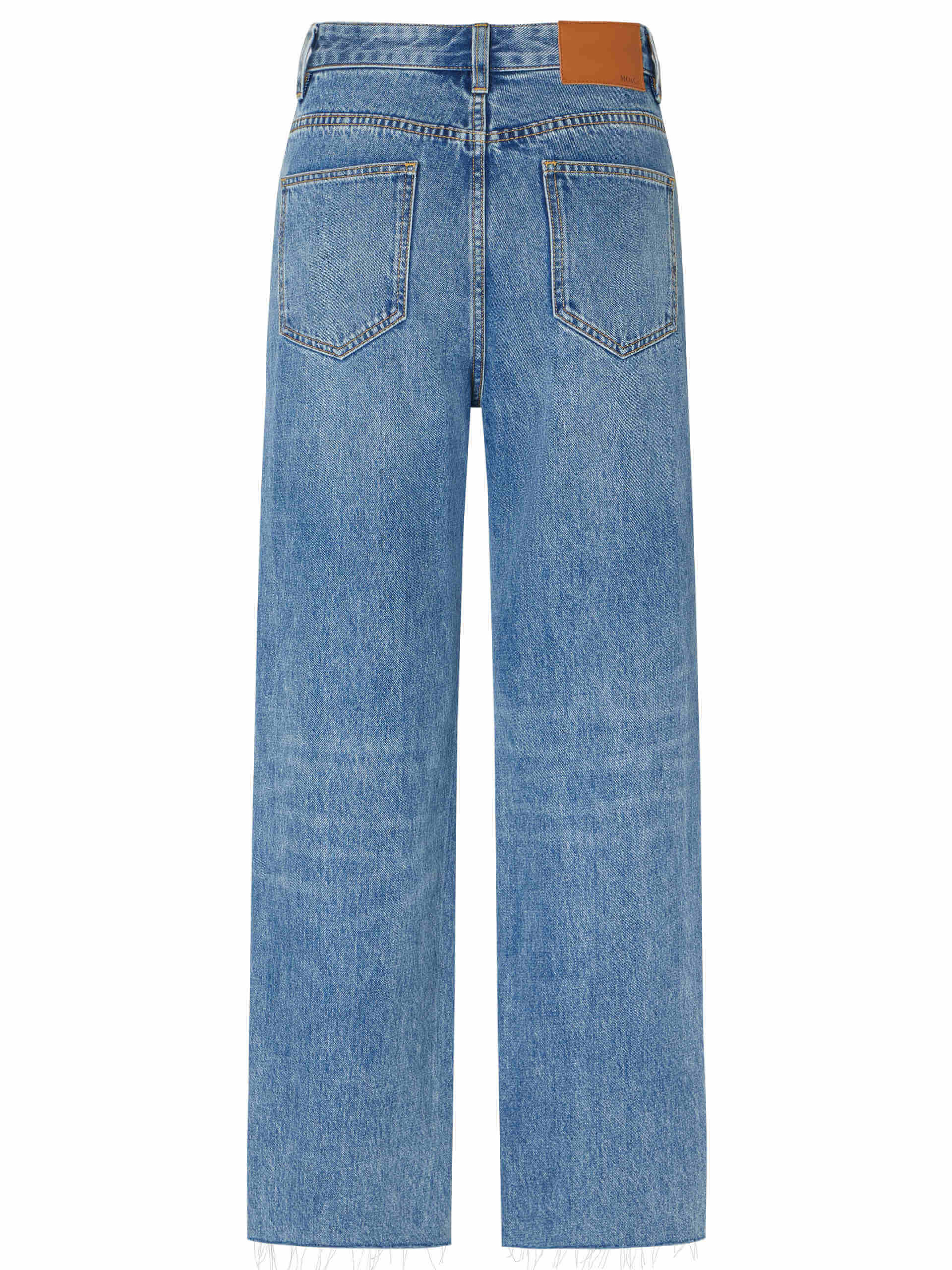 MO&Co. Women's Blue Straight Leg Ankle Jeans in Cotton