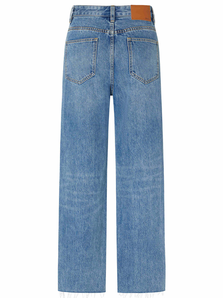 MO&Co. Women's Blue Straight Leg Ankle Jeans in Cotton