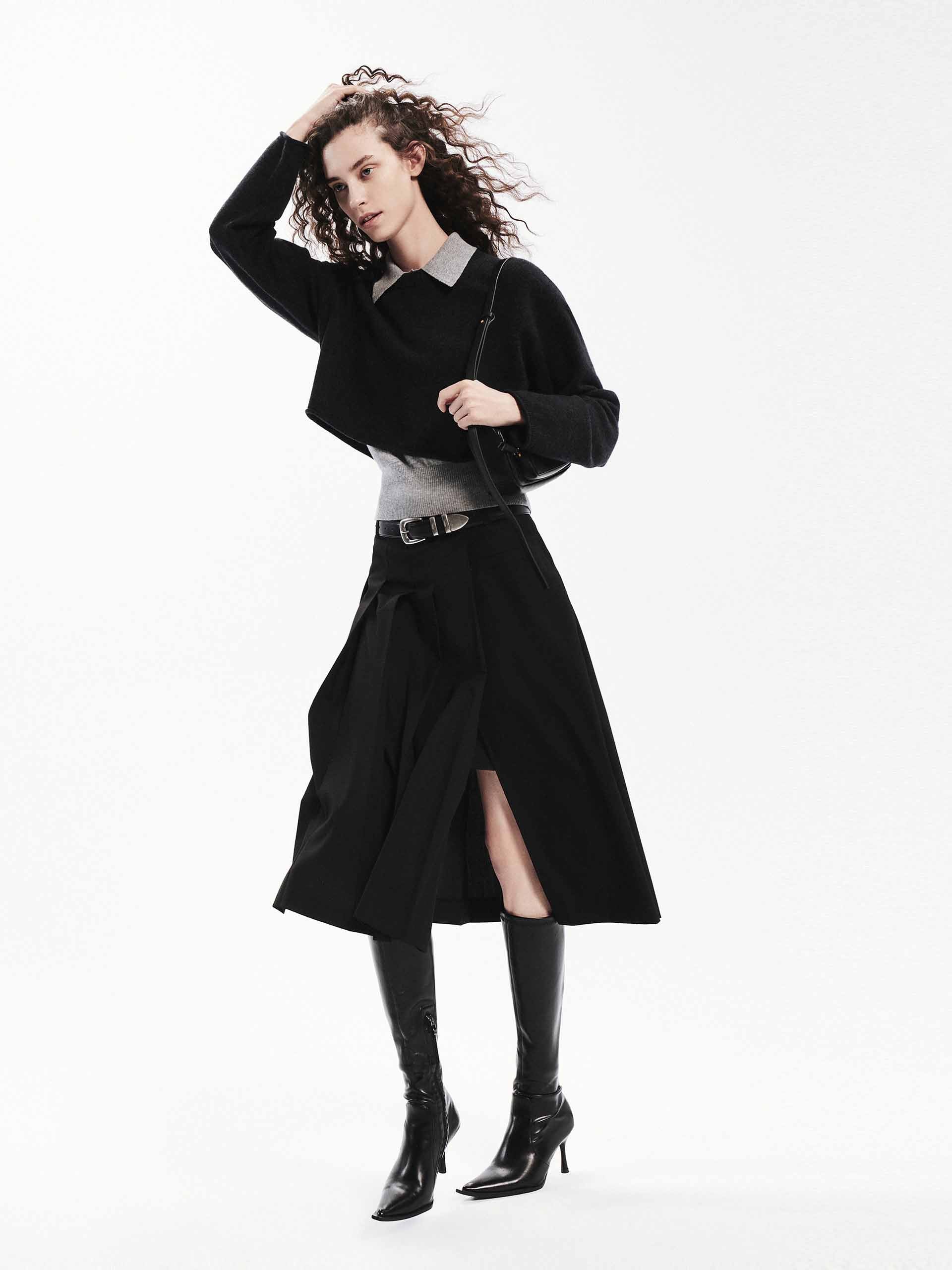 MO&Co. Women's Mid Length Pleated Skirt