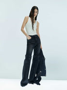 MO&Co. X Coperni Collection | Women's Paneled Straight Leg Black Jeans