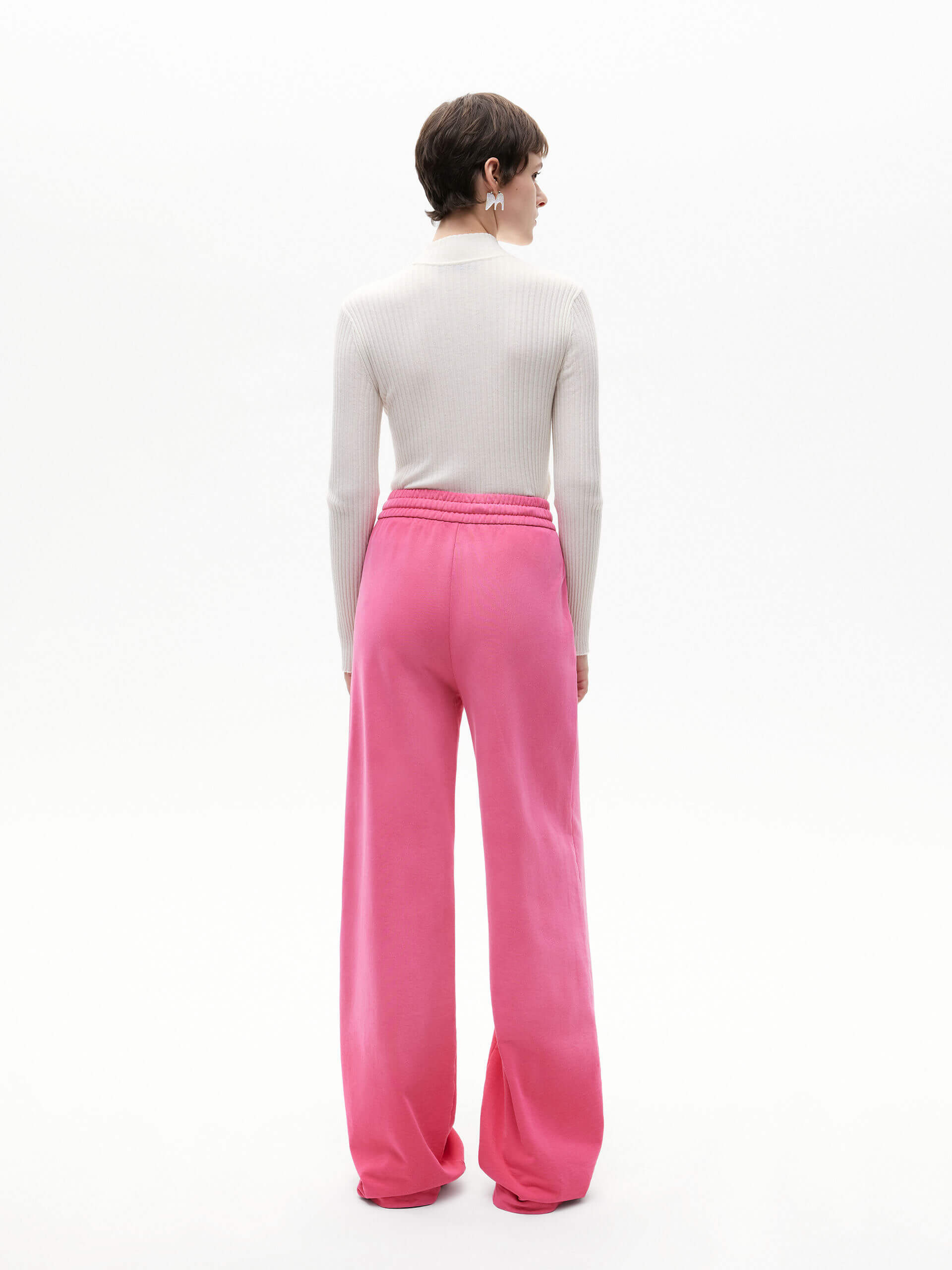 MO&Co. Women's Retro Drawstring Waist Causal Sweatpants with Dip Dye in Pink