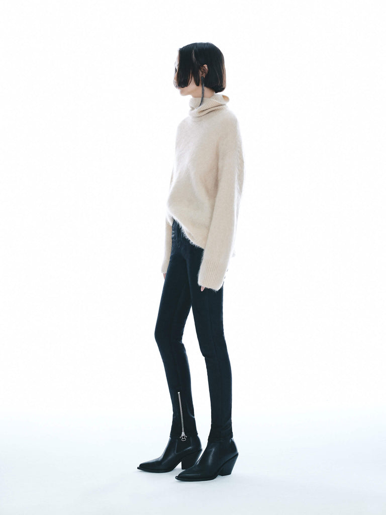 MO&Co. Noir Women's Turtleneck Pure Cashmere Oversized Sweater Beige