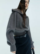 MO&Co. X Coperni Collection | Women's Wide Lapel Zip Detail Pullover with Wool and Cashmere