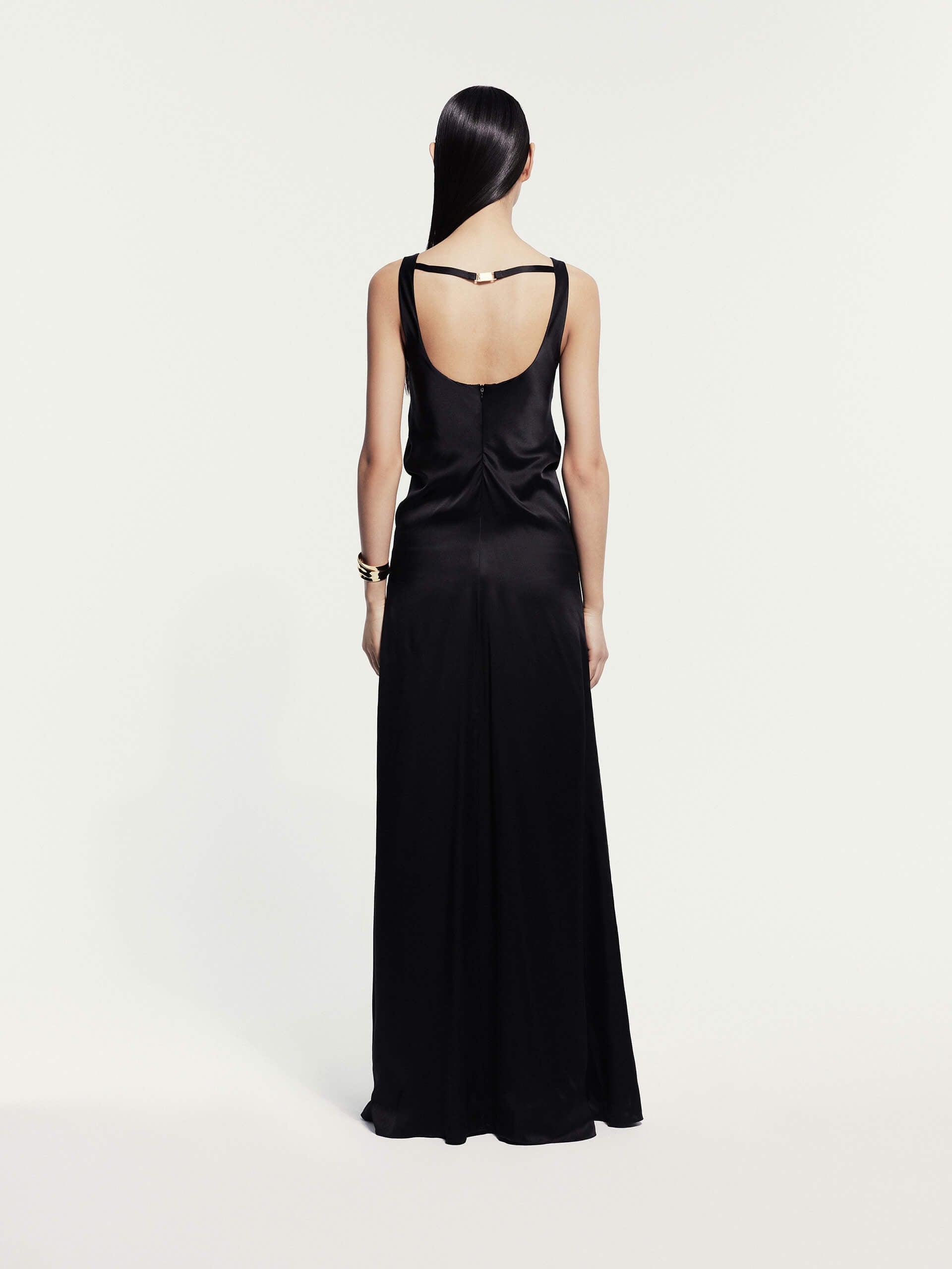 MO&Co. Women's Open Back Silk Dress Black Size XS