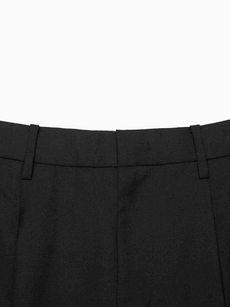 MO&Co. Women's Wool Blend Wide Leg Cargo Trousers in Black