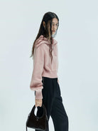 MO&Co. X Coperni Collection | Women's Wide Lapel Zip Detail Pullover in Pink