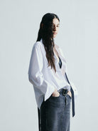 MO&Co. Noir Women's Loose Fit Cotton White Shirt