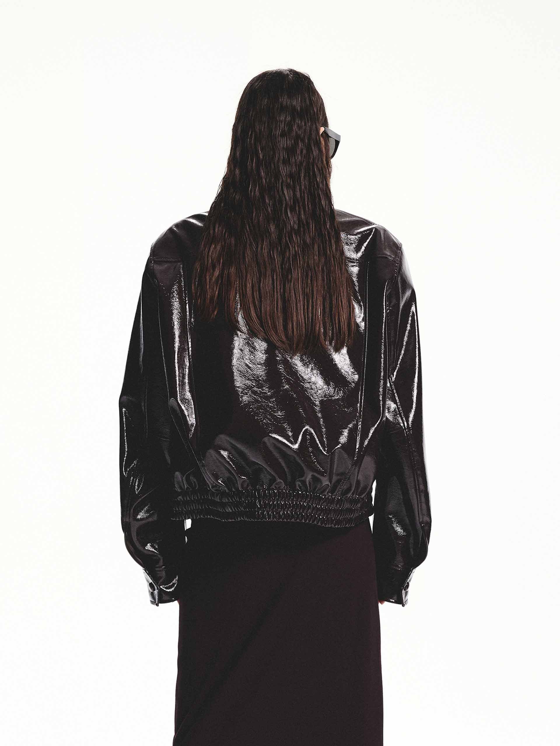 MO&Co. Women's Snap Button Leather Jacket