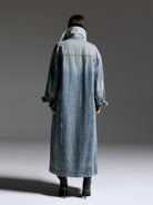 MO&Co. Noir Women's Oversized Longline Vintage Blue Denim Coat