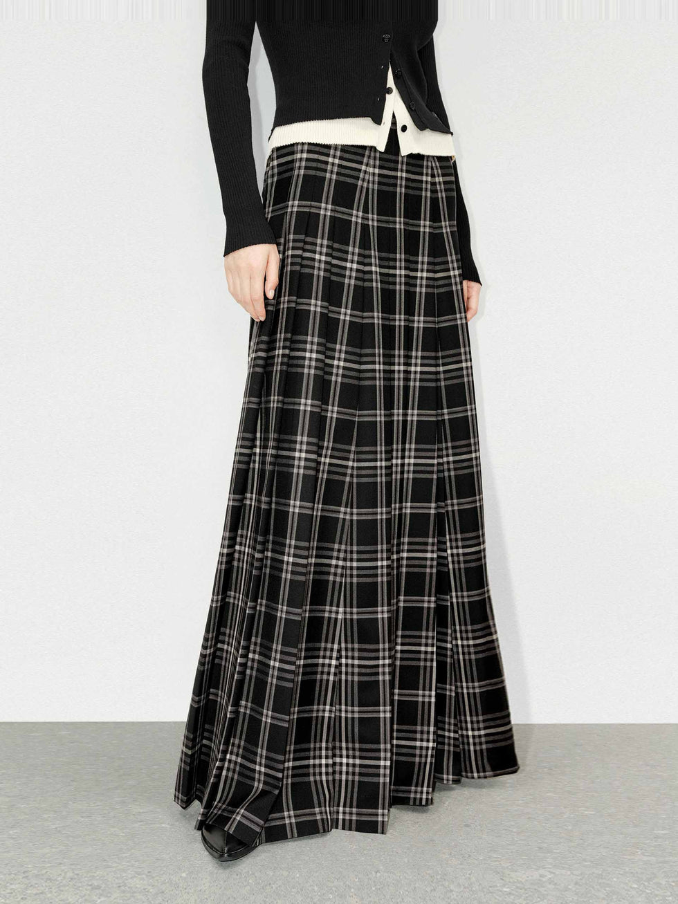 FLONIFY Elegant Pleated Knitted Maxi Skirt