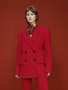 MO&Co. RETCO collection Women's Double Breasted Structured Wool Blazer in Red