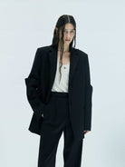 MO&Co. X Coperni Collection | Women's Paneled Detail Tailored Black Blazer