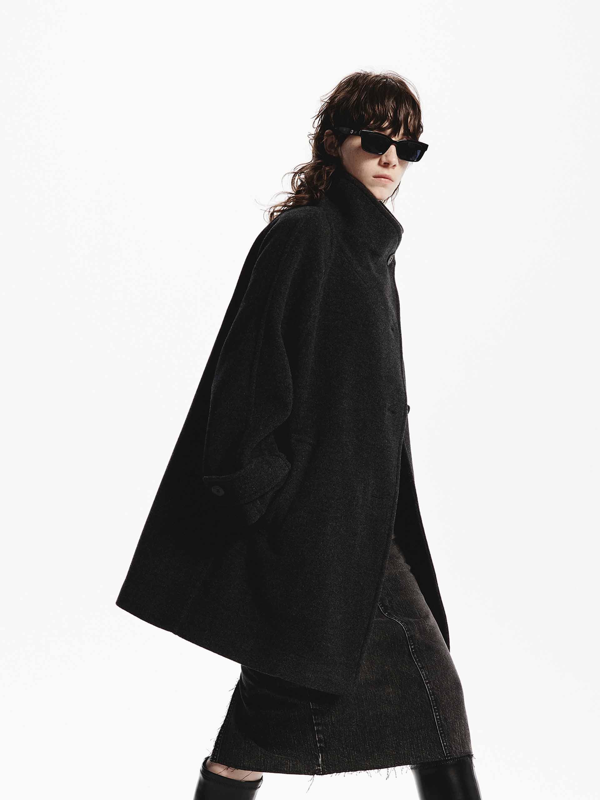 MO&Co. Women's Loose Midi Wool Coat