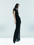 MO&Co. X Coperni Collection | Women's Asymmetric Draped Maxi Dress in Black