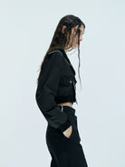 MO&Co. X Coperni Collection | Women's Cutout Detail Cropped Jacket in Black