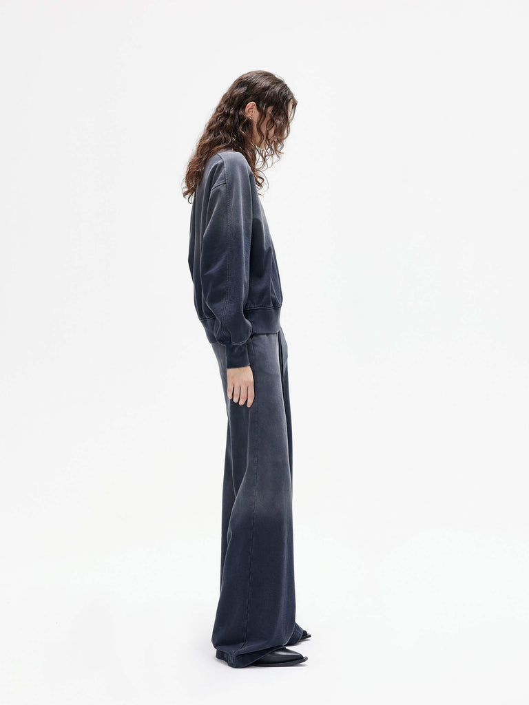 MO&Co. Women's Retro Drawstring Waist Causal Sweatpants with Dip Dye in Grey